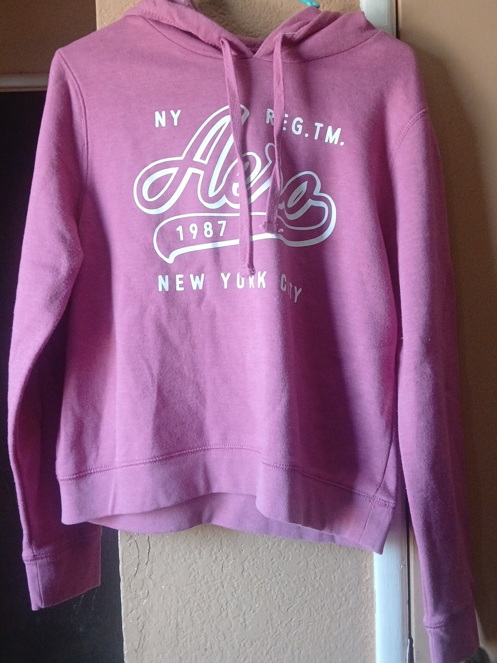 Aeropostale Pink Pullover Hoodie with White Logo
